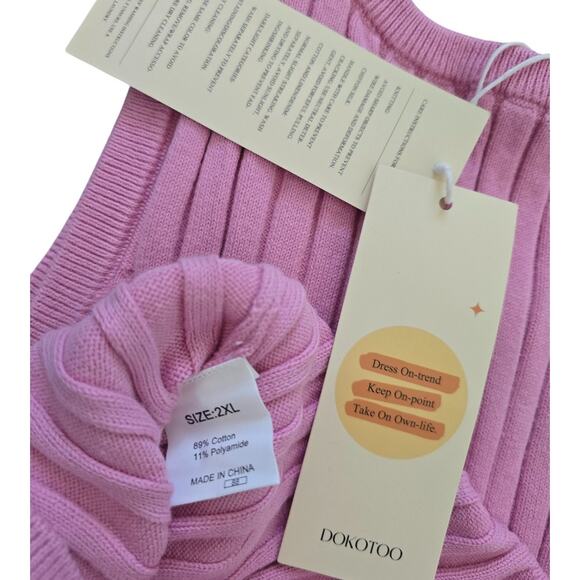 Dokotoo Womens Tank Sweater Sleeveless Ribbed Knit Slim Fitted Basic Size 2x - Picture 2 of 4